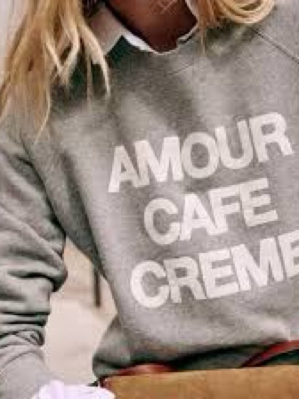 Sezane Gray AMOUR CAFE CREME Graphic Sweatshirt